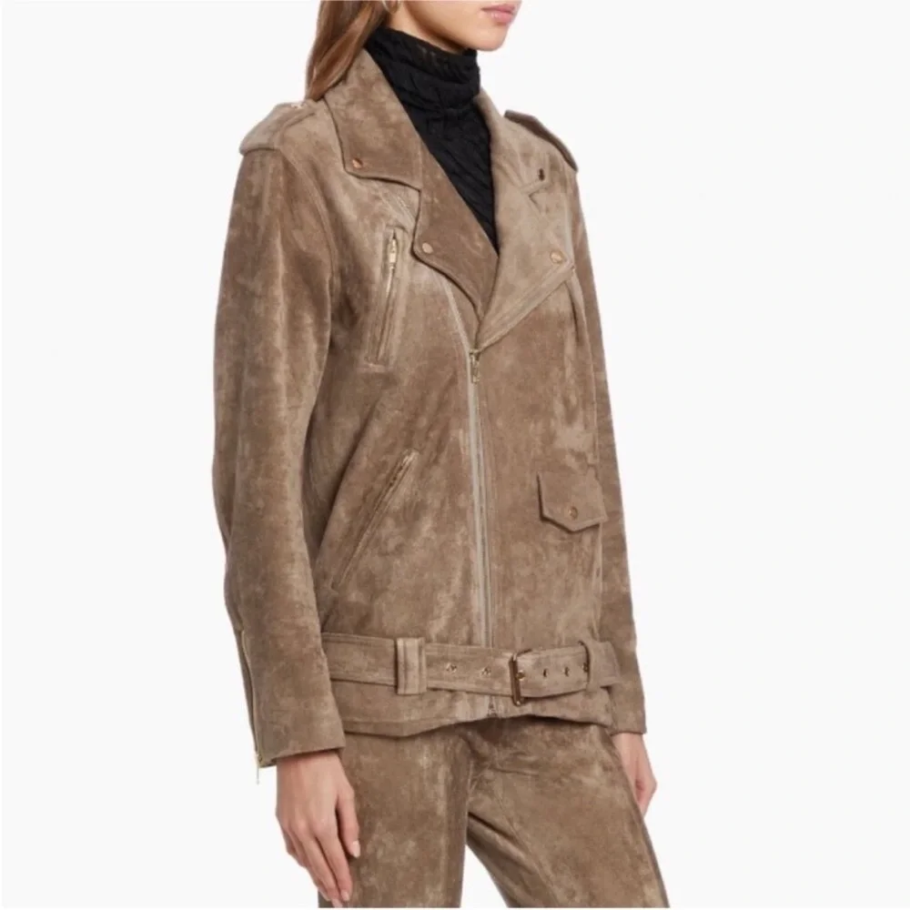 NWT Amanda Uprichard Suede Taupe Jacket Size Medium - Picture 2 of 7